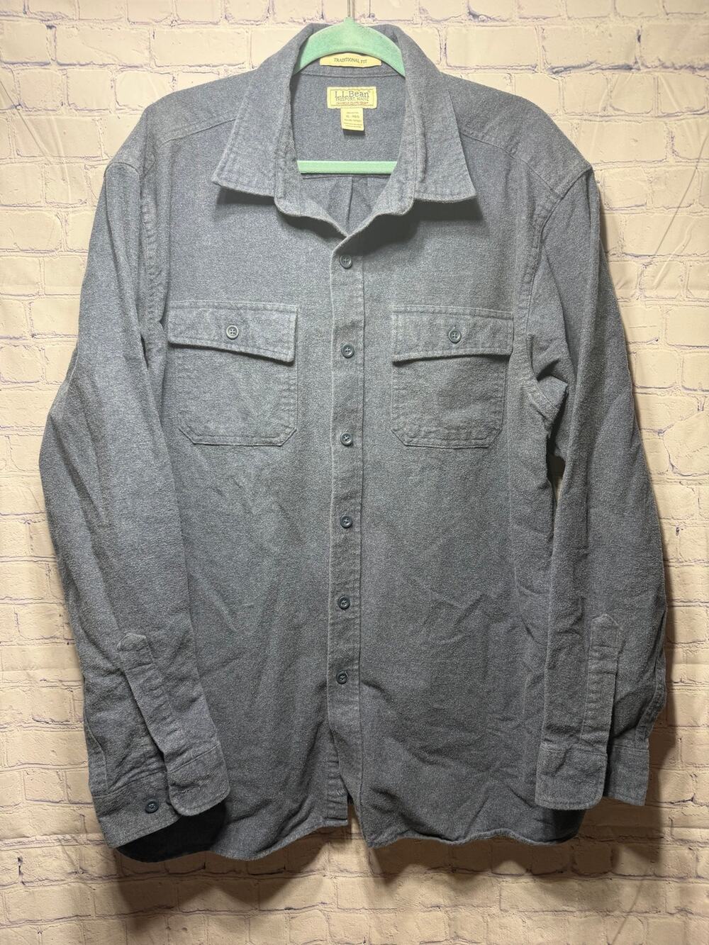 L.L.Bean Mens Chamois Cloth Shirt Traditional Fit Button Down Blue Sz XL Outdoor